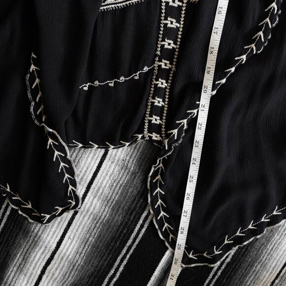 NEW DIRECTION BLACK & WHITE OPEN FRONT EMBROIDERED VISCOSE CARDIGAN - Picture 6 of 6